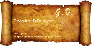 Gresko Dános névjegykártya